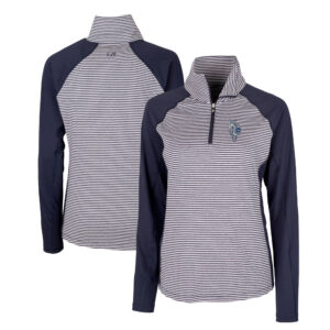 Women's Cutter & Buck  Navy Kansas City Royals City Connect DryTec Forge Tonal Stripe Half-Zip Pullover Top