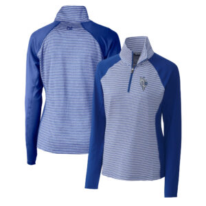 Women's Cutter & Buck  Royal Kansas City Royals City Connect DryTec Forge Tonal Stripe Half-Zip Pullover Top