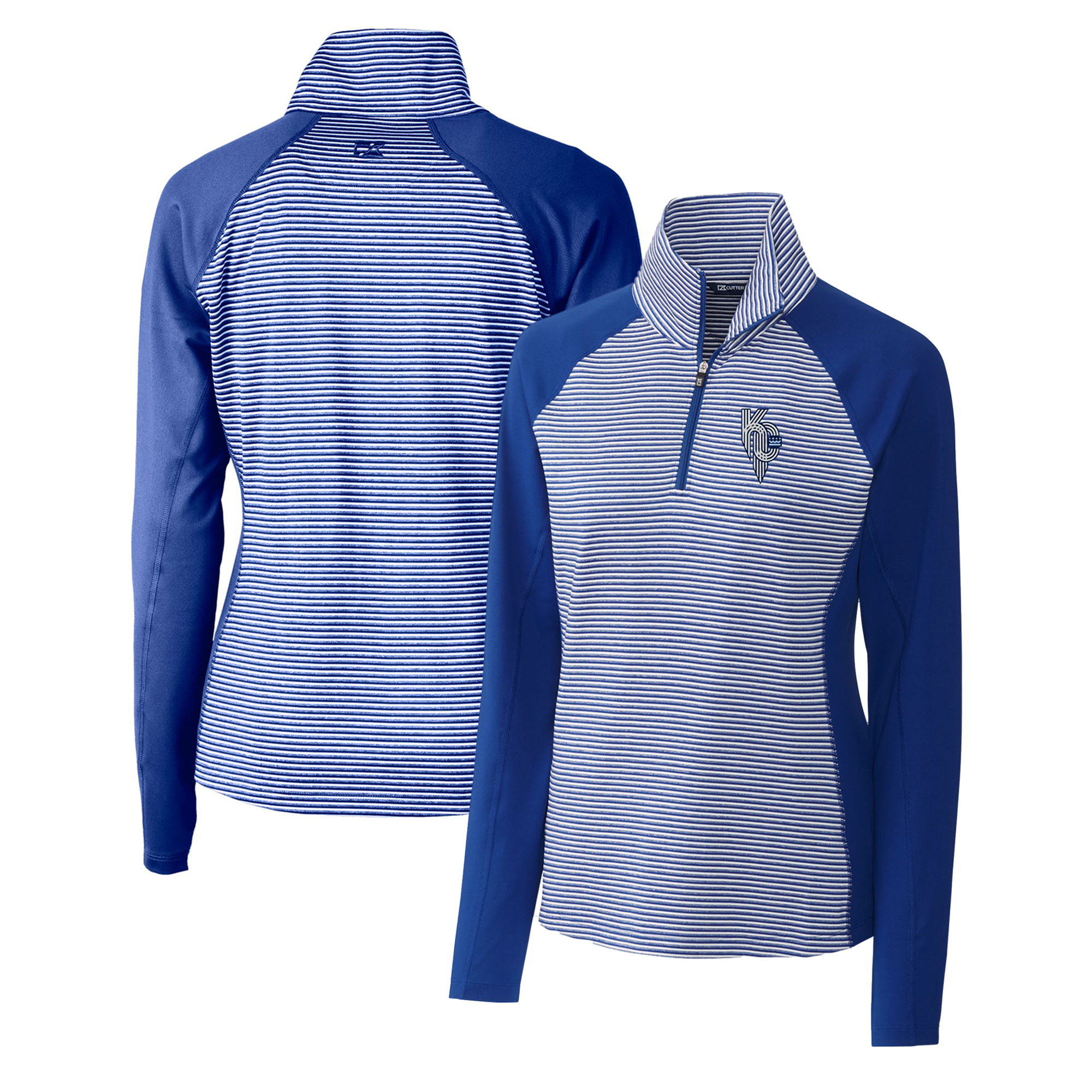 Women's Cutter & Buck Royal Kansas City Royals City Connect DryTec Forge Tonal Stripe Half-Zip Pullover Top