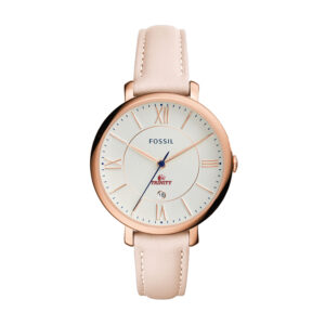 Women's Fossil  Gold Trinity Tigers Jacqueline Date Blush Leather Watch
