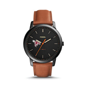 Men's Fossil  Black/Brown Pierce College Raiders Minimalist Slim Light Brown Leather Watch