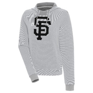 Women's Antigua  Gray/White San Francisco Giants Axe Bunker Tri-Blend Pullover Hoodie