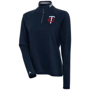 Women's Antigua  Navy Minnesota Twins Milo Raglan Quarter-Zip Pullover Top