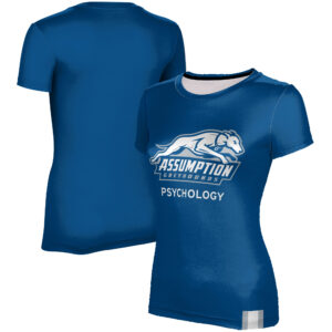 Women's ProSphere  Blue Assumption Greyhounds Psychology Logo T-Shirt
