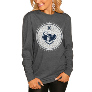 Women's Gameday Couture  Charcoal Xavier Musketeers Circle Graphic Fitted Long Sleeve T-Shirt