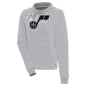 Women's Antigua  Gray Utah Jazz Axe Bunker Tri-Blend Pullover Hoodie