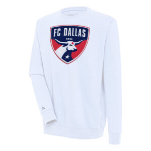 Men's Antigua White FC Dallas Victory Pullover Sweatshirt