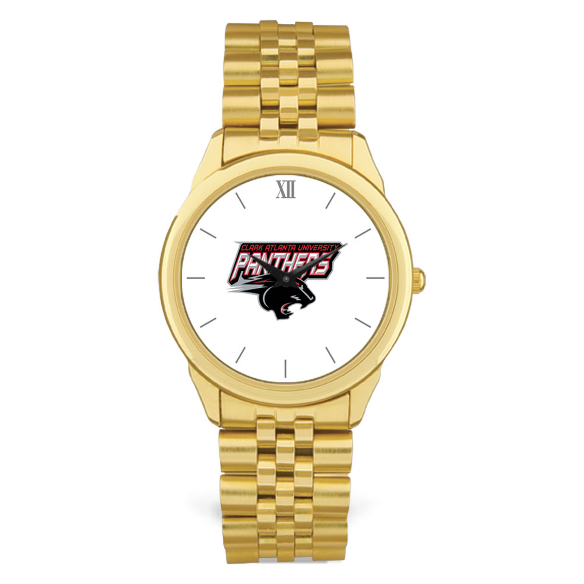 Men's Gold Clark Atlanta University Panthers Rolled Link Bracelet Wristwatch