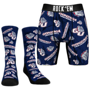 Men's Rock Em Socks  Gonzaga Bulldogs All-Over Underwear and Crew Socks Combo Pack