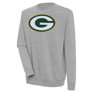 Men's Antigua  Heather Gray Green Bay Packers Victory Pullover Sweatshirt