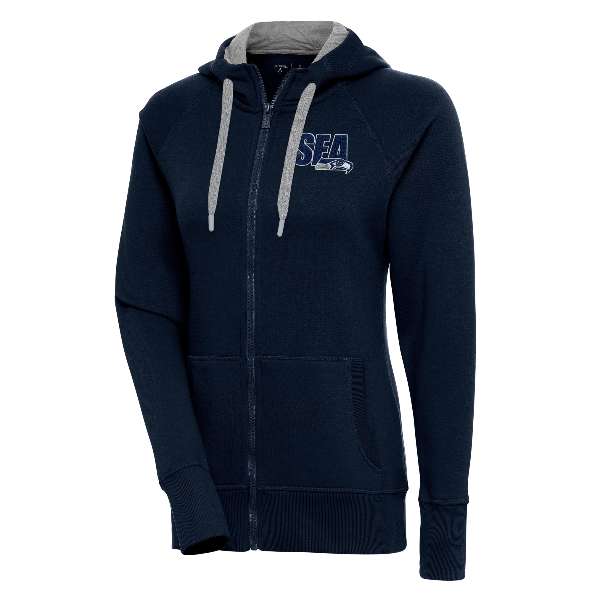 Women's Antigua College Navy Seattle Seahawks Victory Full-Zip Hoodie