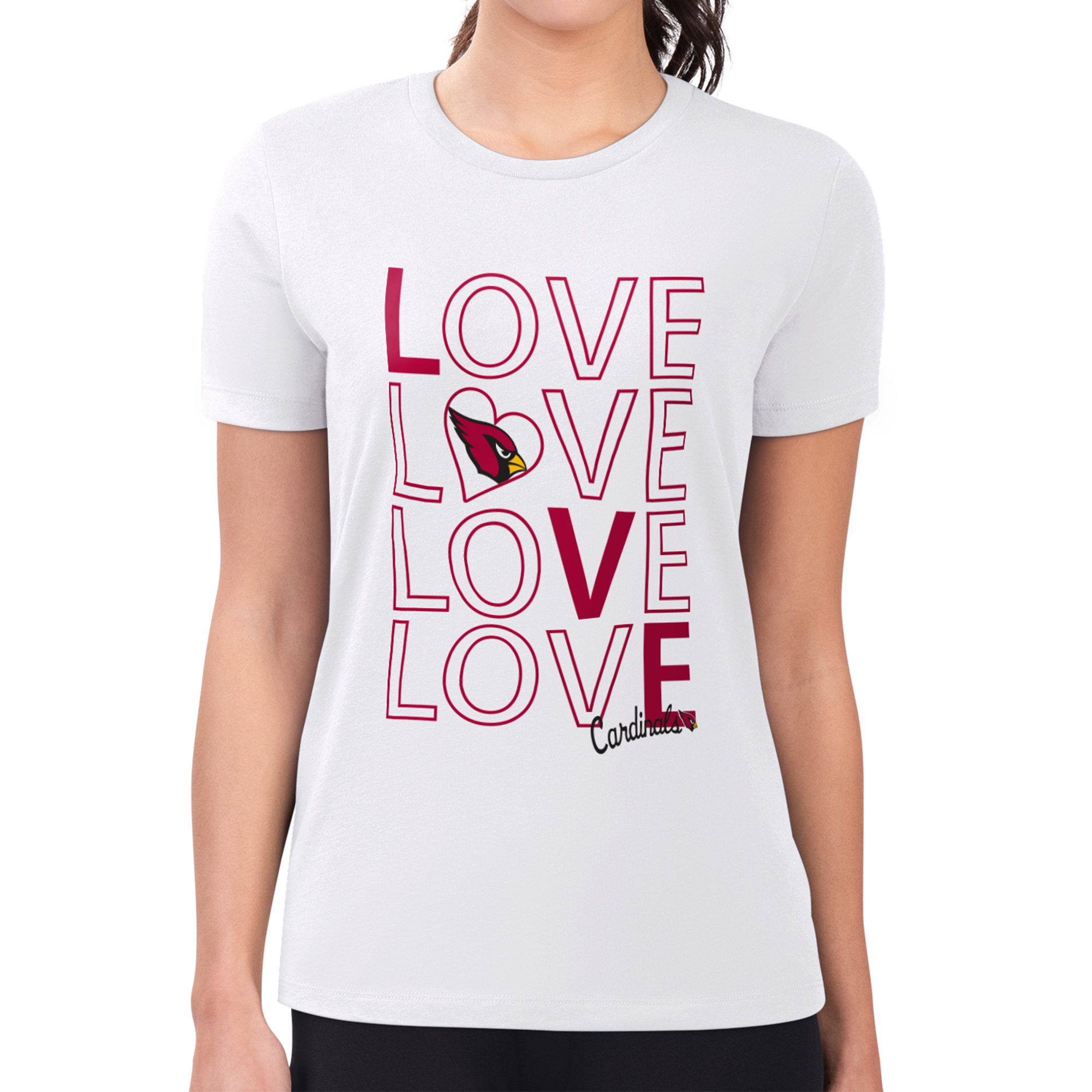 Women's G-III 4Her by Carl Banks White Arizona Cardinals Love Graphic Fitted T-Shirt - Image 5