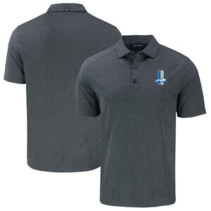 Men's Cutter & Buck  Heather Black Detroit Lions Throwback Big & Tall Forge Eco Stretch Recycled Polo