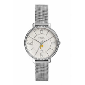 Women's Fossil Silver Pittsburgh Pirates Jacqueline Stainless Steel Mesh Watch