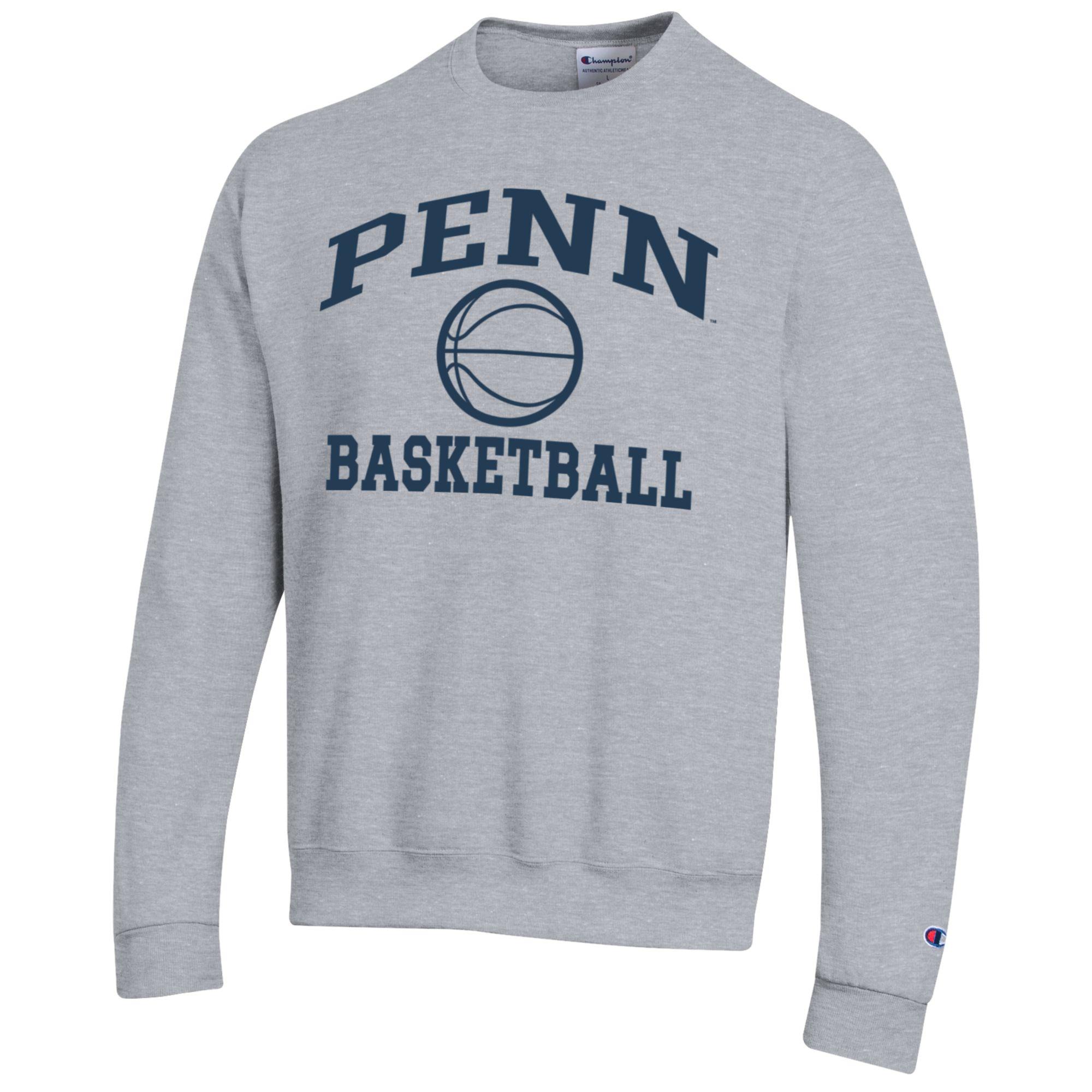 Men's Champion Gray Pennsylvania Quakers Icon Logo Basketball Eco Powerblend Pullover Sweatshirt - Image 3