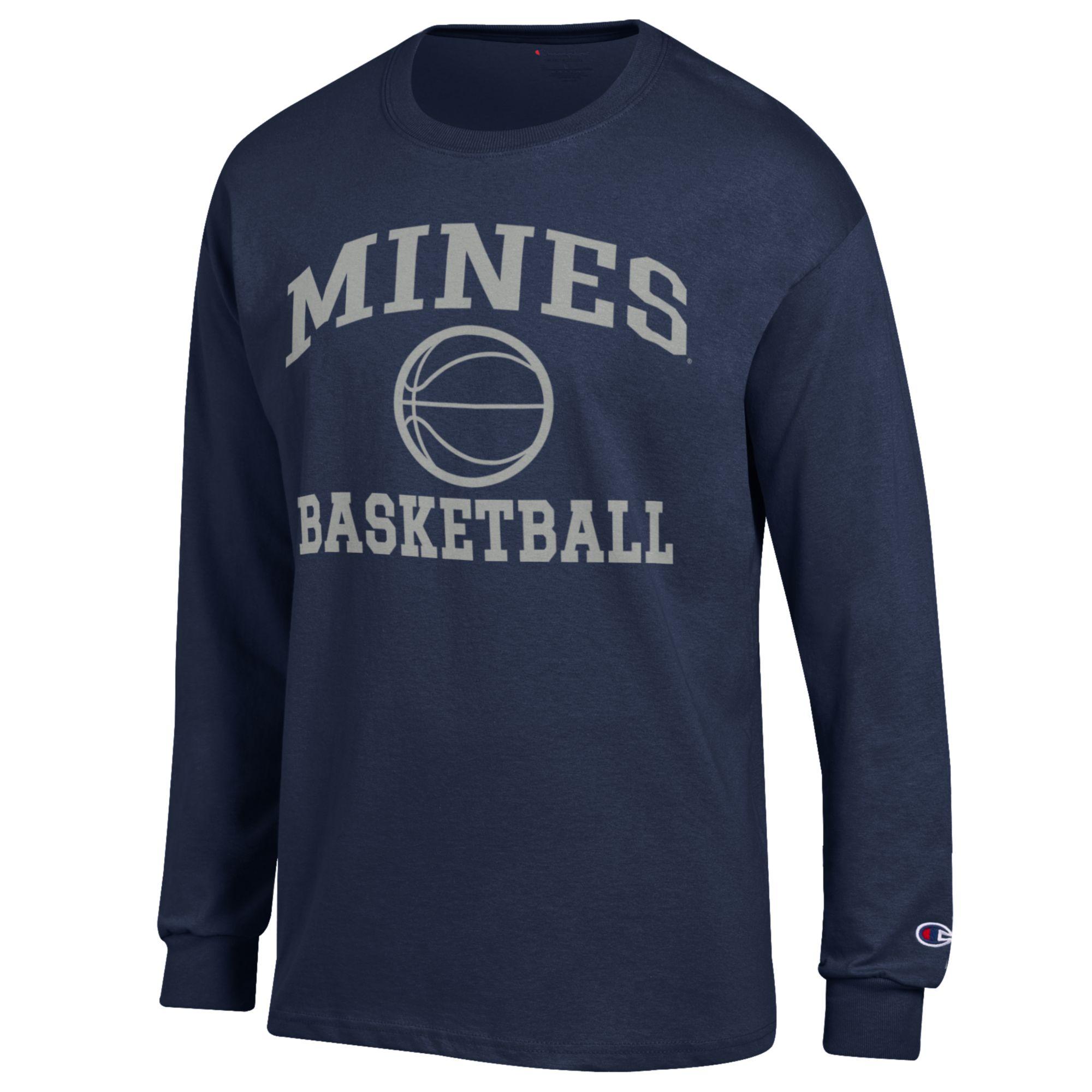 Men's Champion Navy Colorado School of Mines Orediggers Icon Logo Basketball Jersey Long Sleeve T-Shirt - Image 6