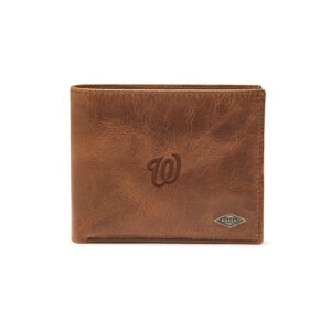 Fossil Brown Washington Nationals Ryan RFID Passcase Wallet