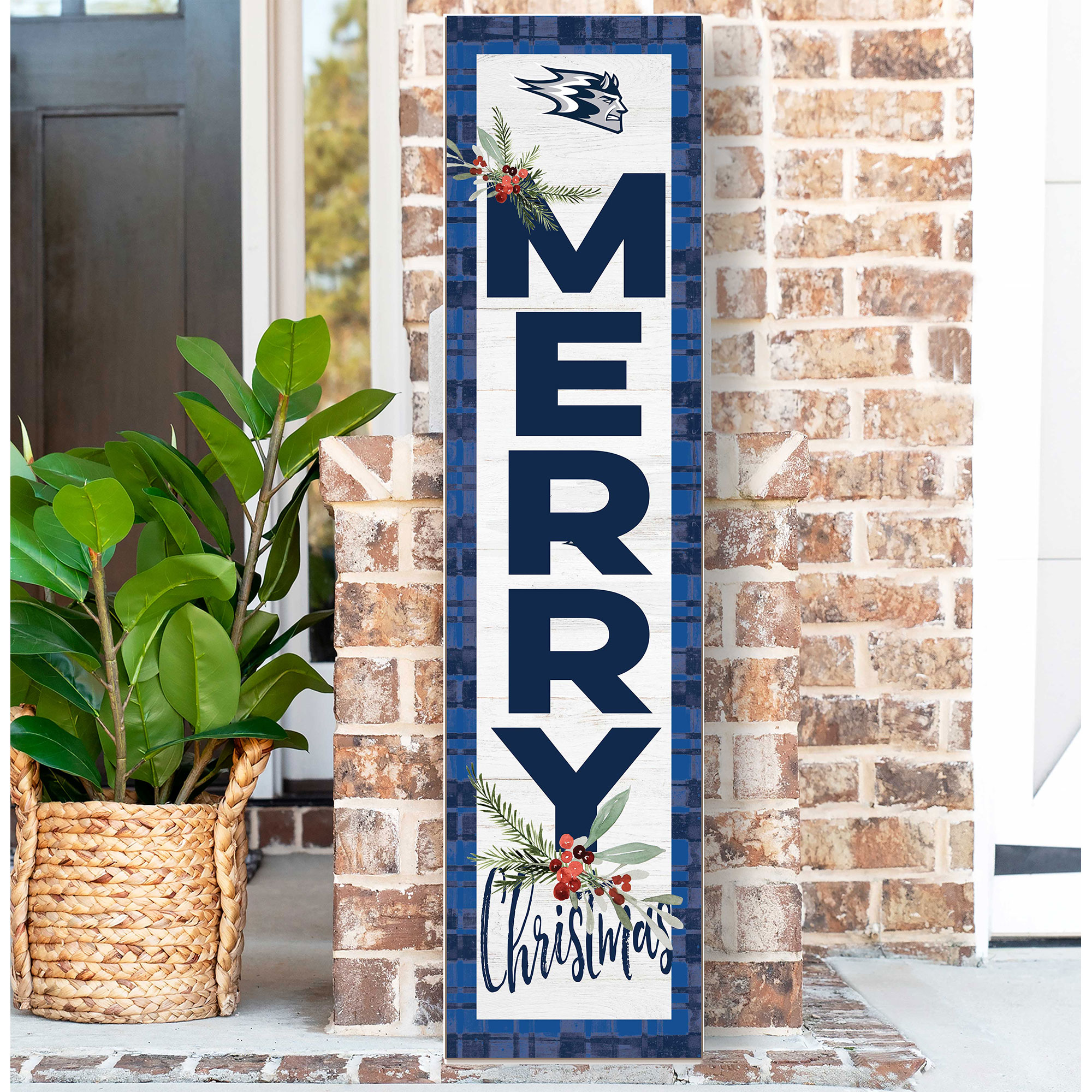 Wisconsin Stout Blue Devils 12'' x 48'' Outdoor Merry Christmas Leaner - Image 5