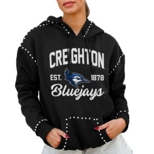 Women's Gameday Couture  Black Creighton Bluejays Studded Pullover Hoodie