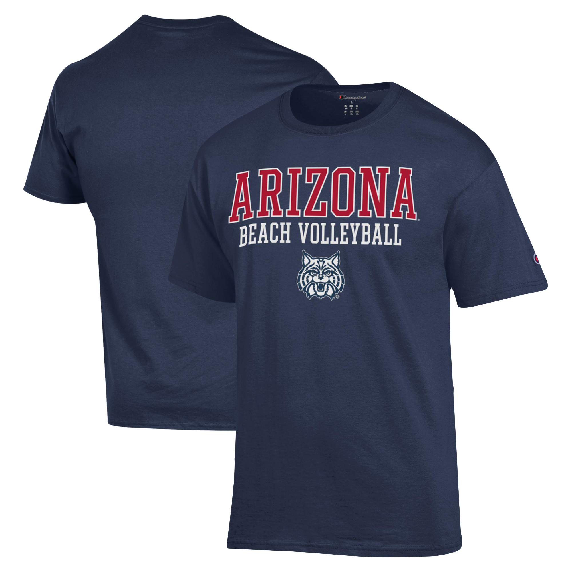 Men's Champion Navy Arizona Wildcats Stacked Beach Volleyball T-Shirt