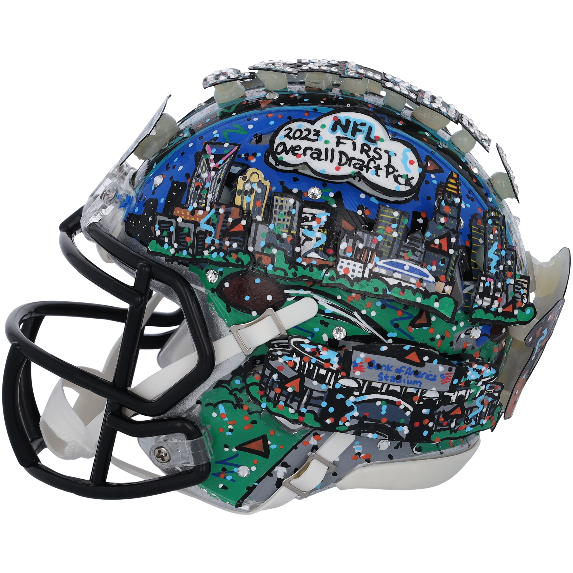 Bryce Young Carolina Panthers Autographed Riddell Speed Mini Helmet - Art by Charles Fazzino - XP14013021 - Image 11