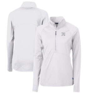 Women's Cutter & Buck White Richmond Flying Squirrels Adapt Eco Knit Stretch Recycled Half-Zip Top