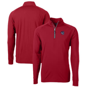 Men's Cutter & Buck  Red Binghamton Rumble Ponies Adapt Eco Knit Stretch Recycled Quarter-Zip Pullover