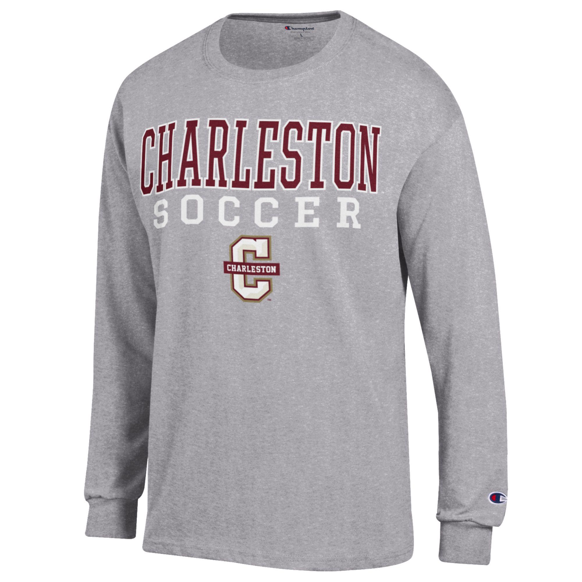 Men's Champion Heather Gray Charleston Cougars Soccer Stacked Logo Long Sleeve T-Shirt - Image 6