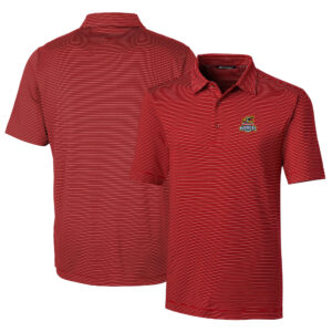 Men's Cutter & Buck  Red Toledo Mud Hens Forge Pencil Stripe Stretch DryTec Polo