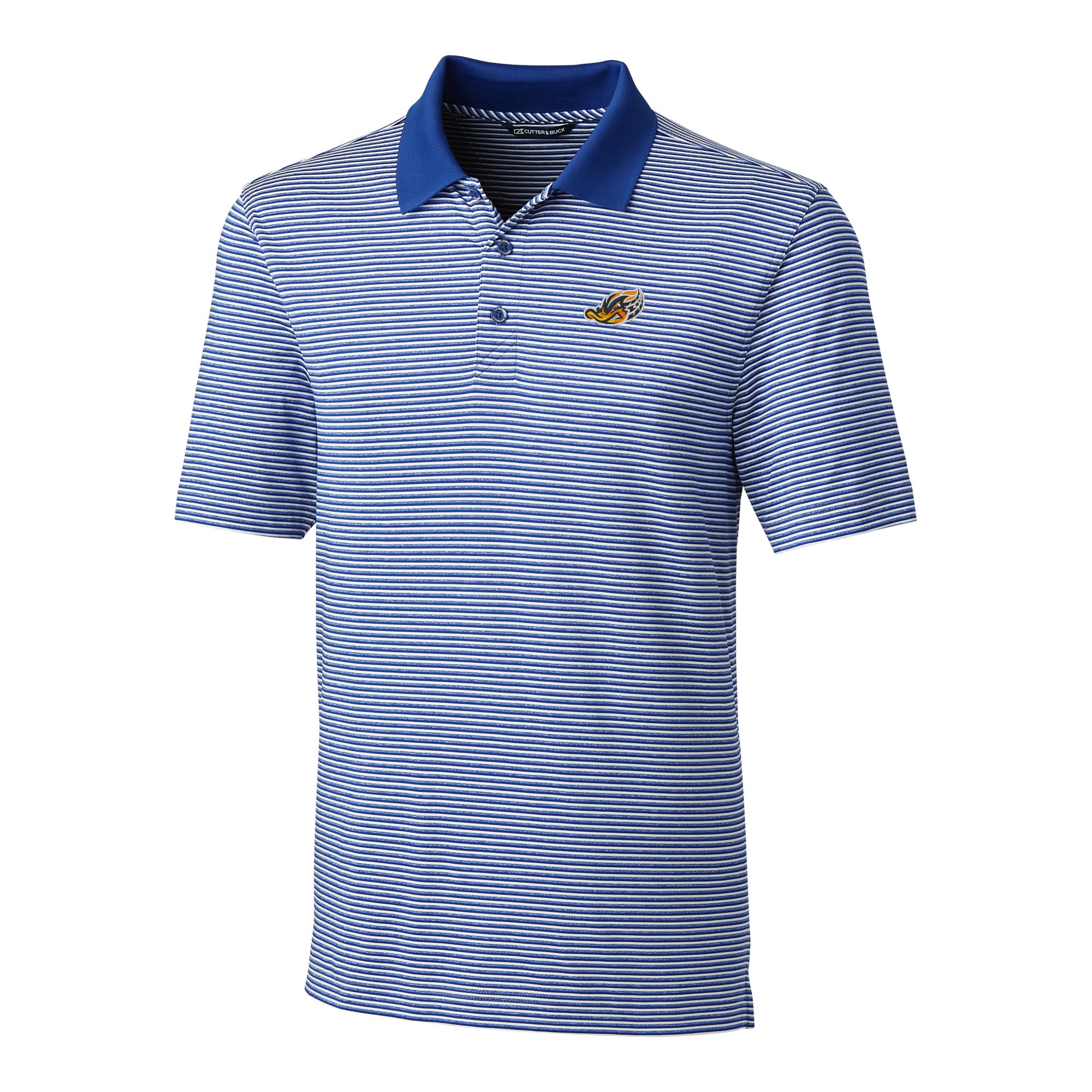 Men's Cutter & Buck Blue Akron RubberDucks Forge Tonal Stripe Stretch Polo - Image 6