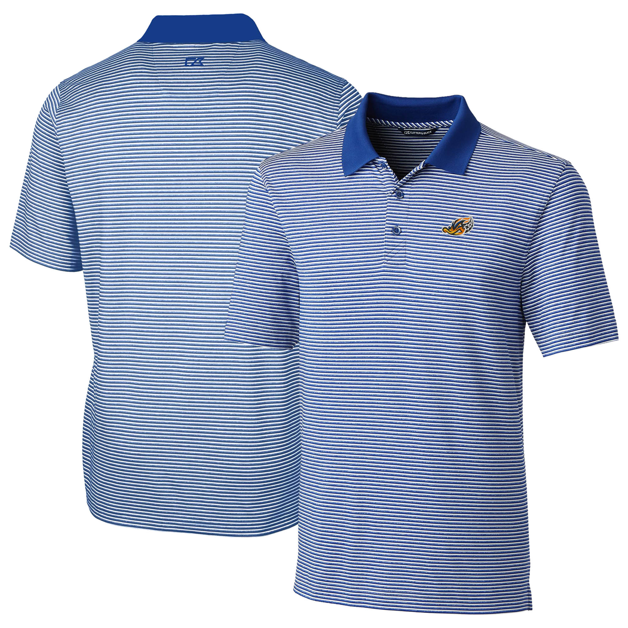 Men's Cutter & Buck Blue Akron RubberDucks Forge Tonal Stripe Stretch Polo