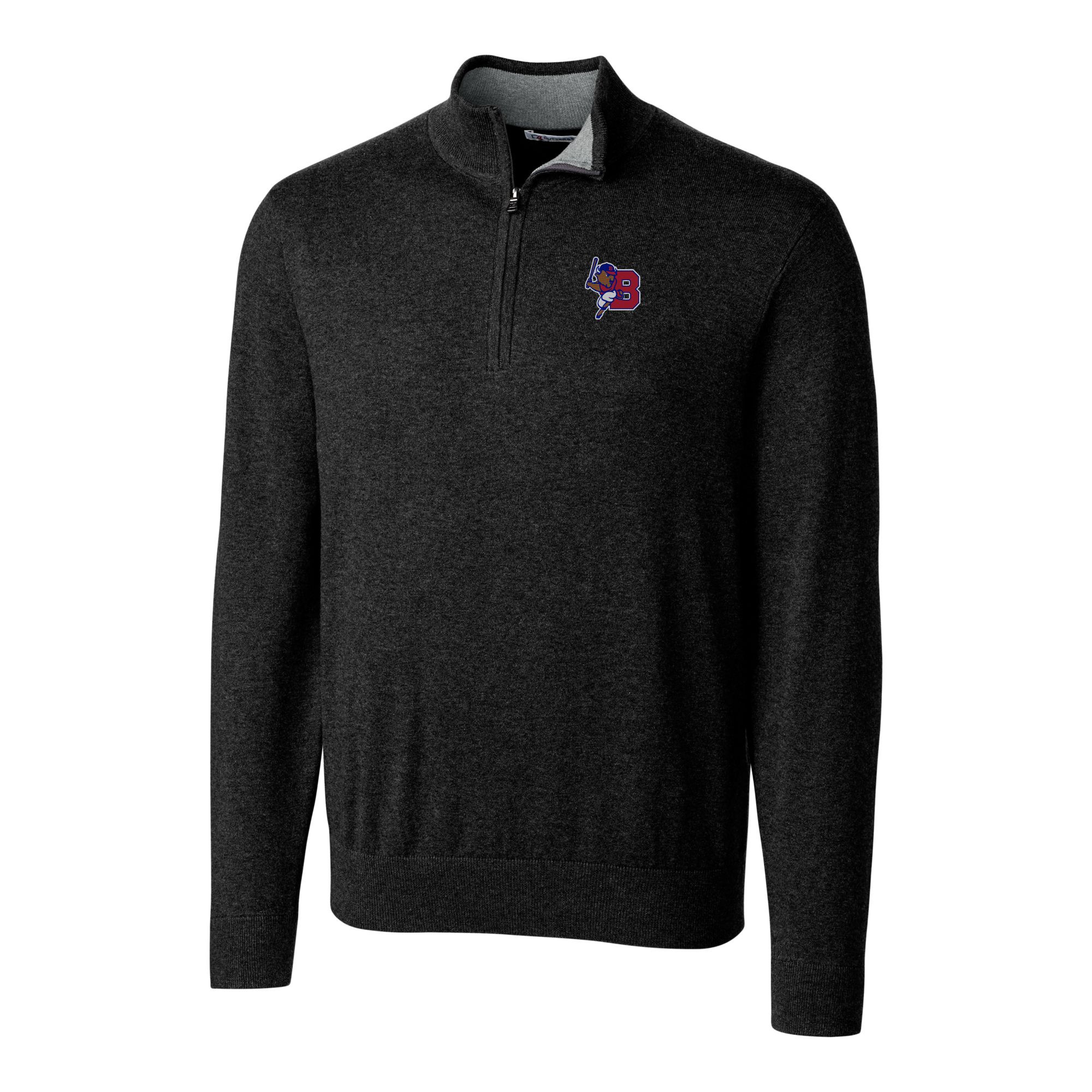 Men's Cutter & Buck Black Buffalo Bisons Lakemont Tri-Blend Quarter-Zip Pullover Sweater - Image 6