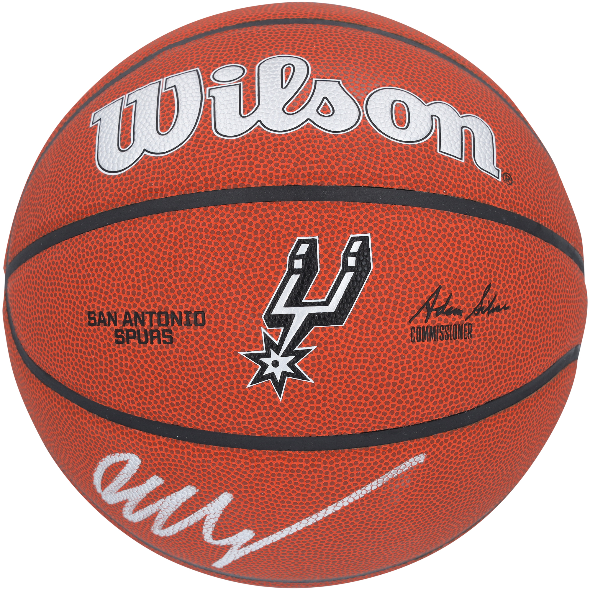 Victor Wembanyama San Antonio Spurs Autographed Wilson Team Logo Basketball - Image 3