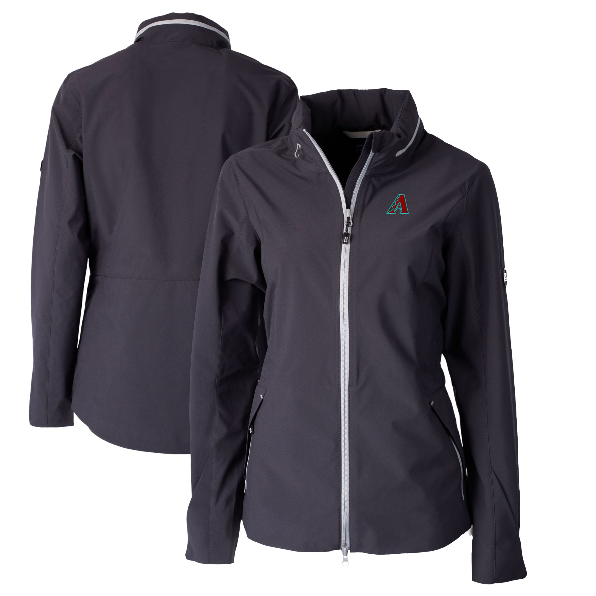 Women's Cutter & Buck Charcoal Arizona Diamondbacks Vapor Water Repellent Full-Zip Rain Jacket