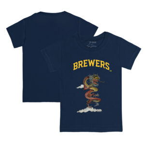 Toddler Tiny Turnip Navy Milwaukee Brewers 2024 Year of the Dragon T-Shirt