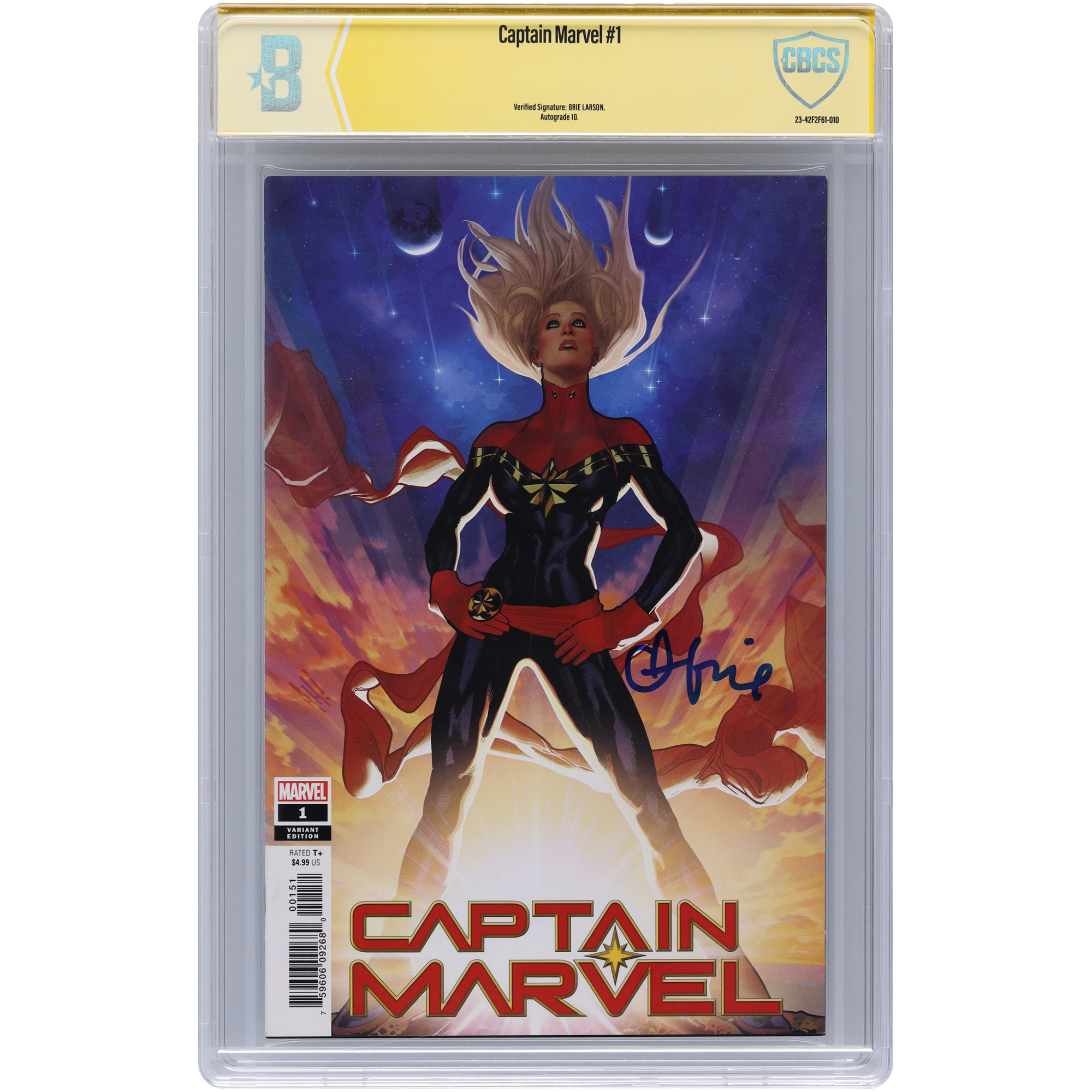 Brie Larson Captain Marvel Autographed #1 Comic Book - Signed in Blue Ink - CBCS AUTO 10 - Image 4