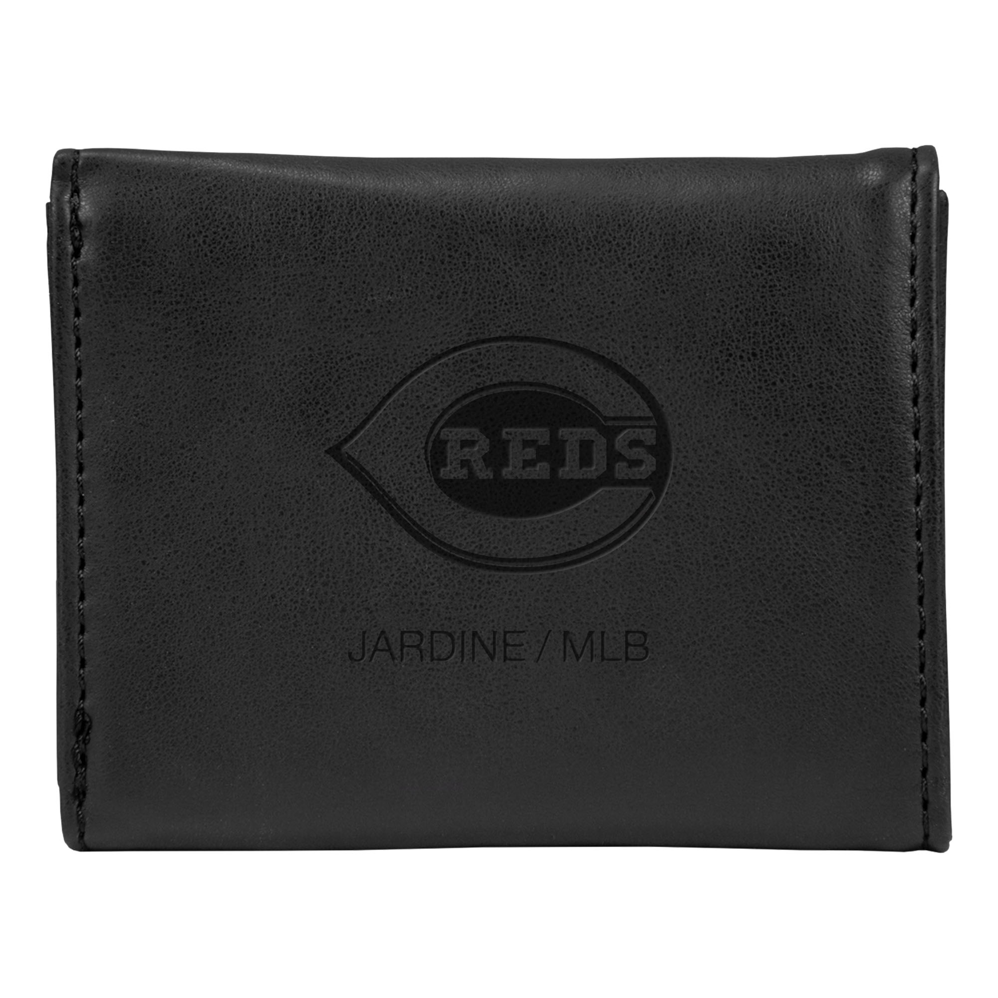 Black Cincinnati Reds Laser-Engraved Trifold Wallet