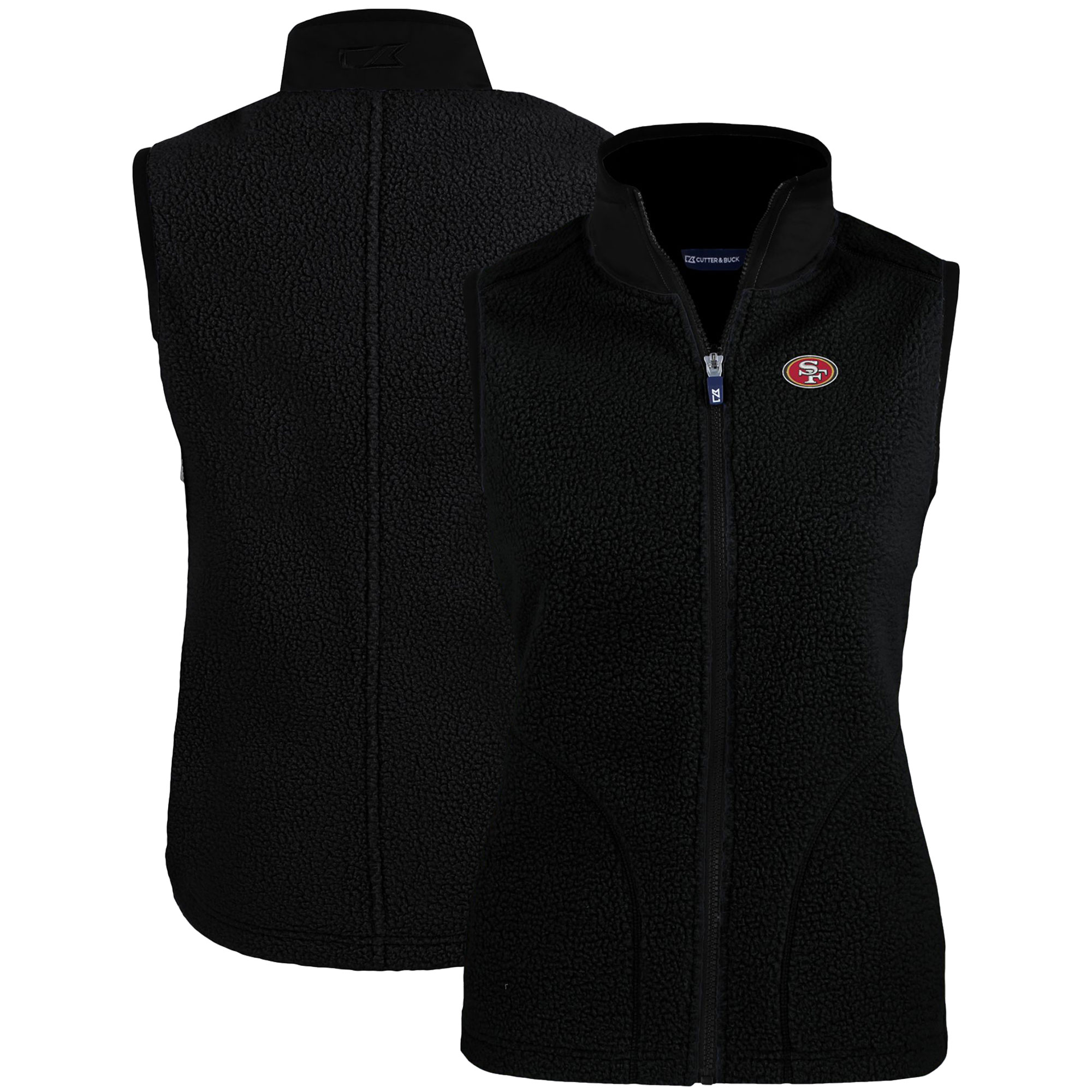 Women's Cutter & Buck Black San Francisco 49ers Primary Mark Cascade Eco Sherpa Fleece Vest - Image 5