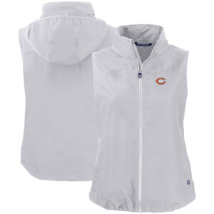 Women's Cutter & Buck Gray Chicago Bears Primary Mark Charter Eco Full-Zip Vest