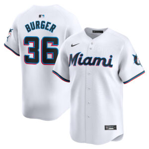 Men's Nike Jake Burger White Miami Marlins Home Limited Player Jersey