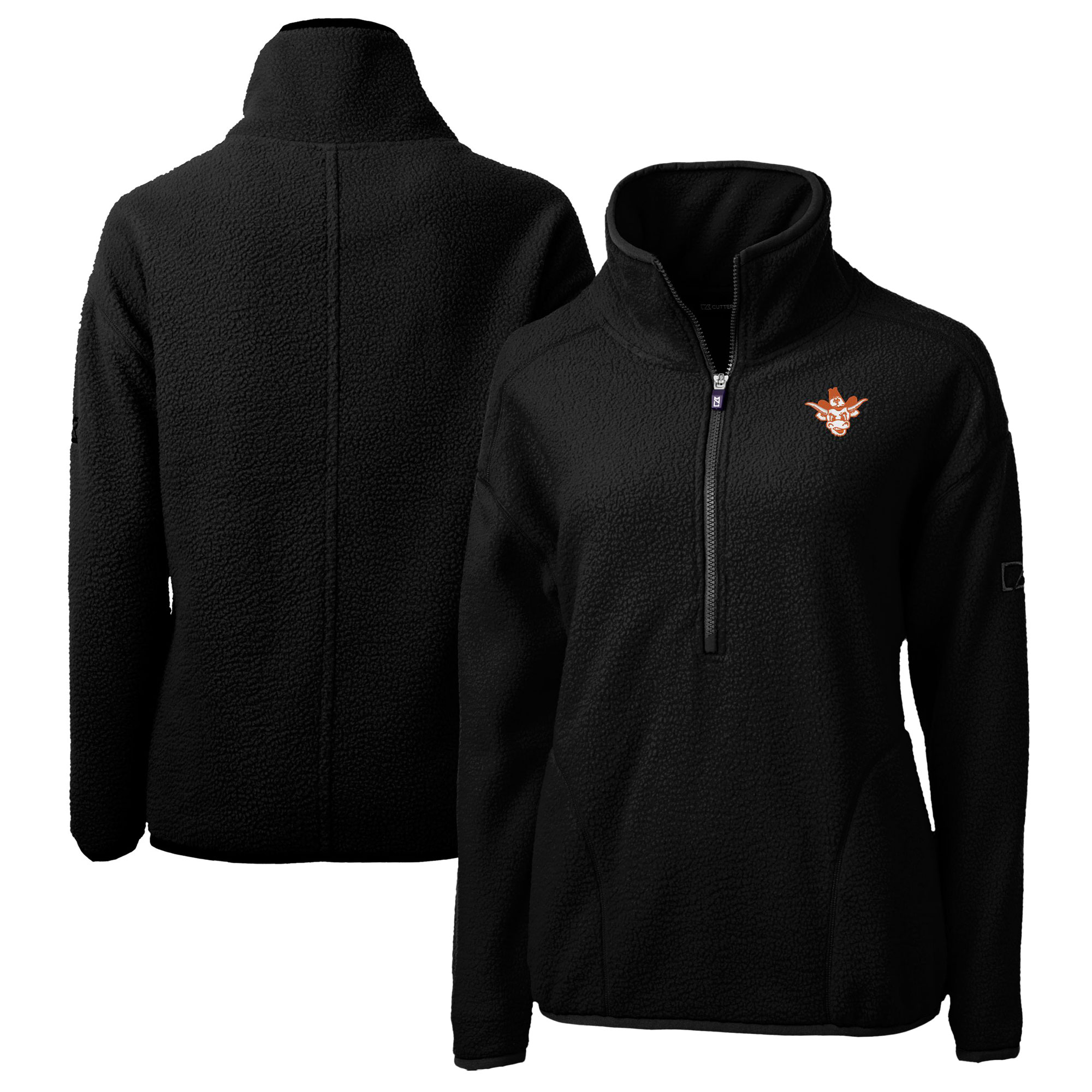 Women's Cutter & Buck Black Texas Longhorns Vault Cascade Eco Sherpa Fleece Half-Zip Pullover Jacket - Image 2