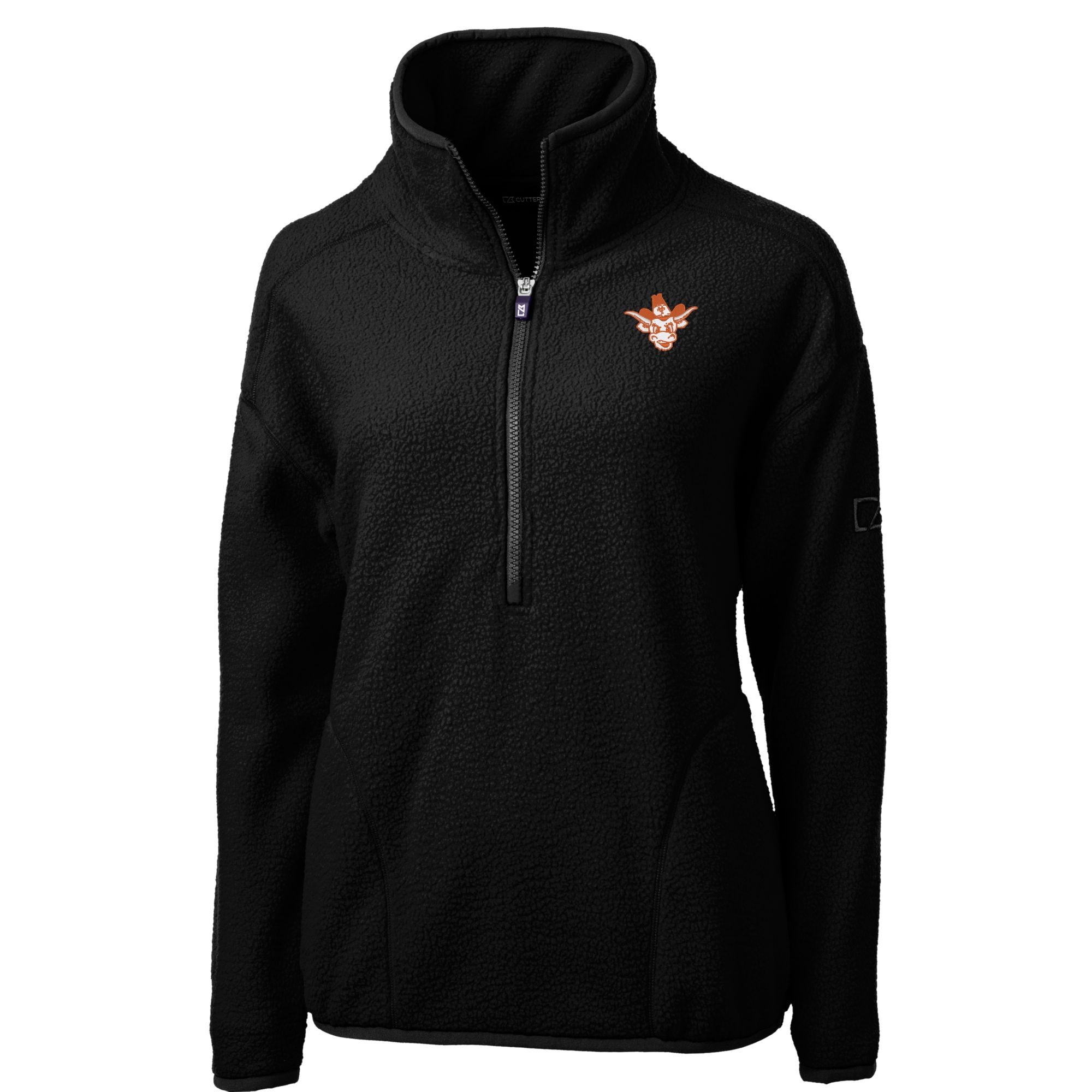 Women's Cutter & Buck Black Texas Longhorns Vault Cascade Eco Sherpa Fleece Half-Zip Pullover Jacket - Image 3