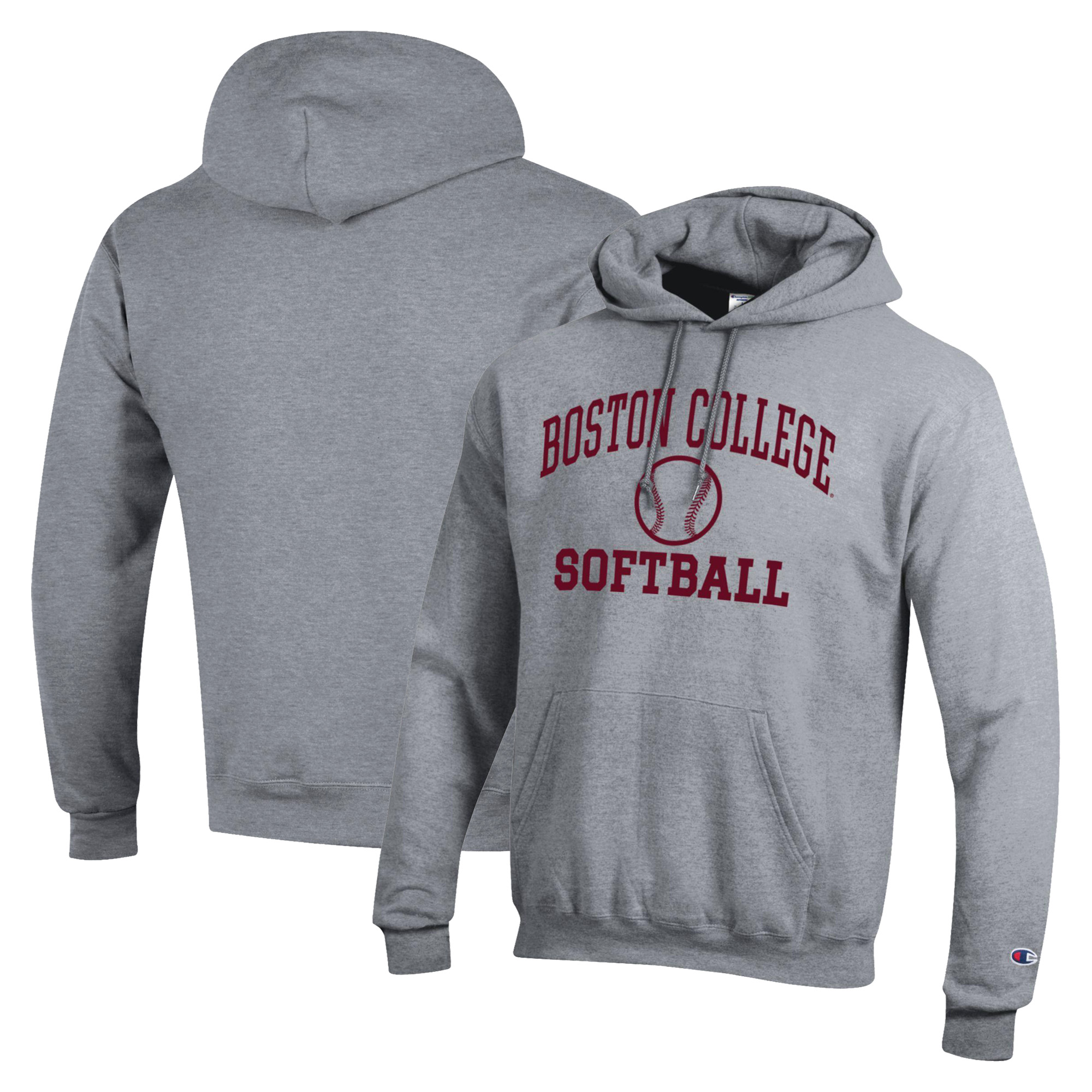 Men's Champion Gray Boston College Eagles Icon Softball Powerblend Pullover Hoodie