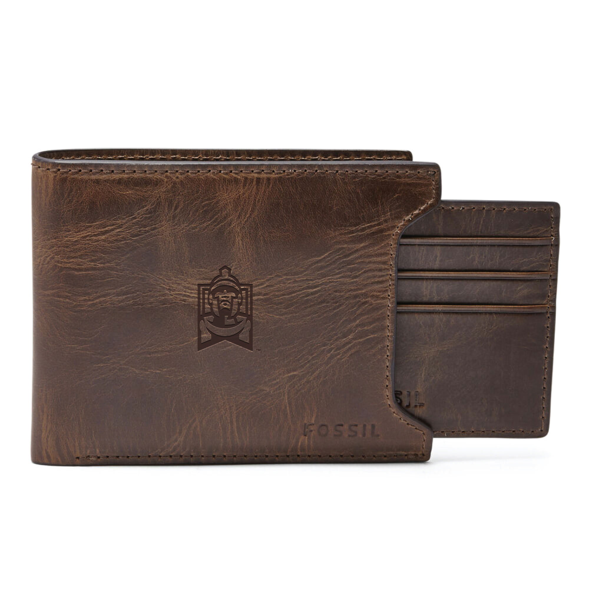 Fossil Brown East Stroudsburg Warriors Derrick Sliding Two-In-One Wallet