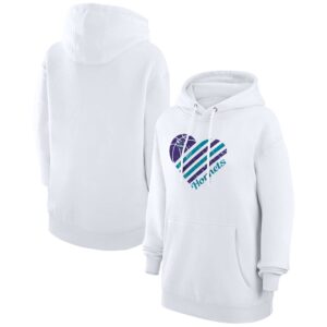 Women's G-III 4Her by Carl Banks  White Charlotte Hornets  Heart Pullover Hoodie