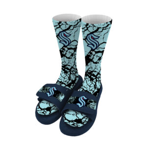 Youth ISlide Seattle Kraken Distressed Socks & Slide Sandals Bundle