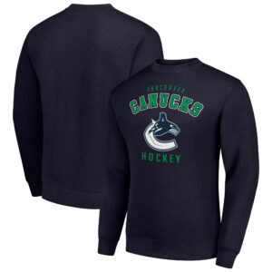 Men's Starter Navy Vancouver Canucks Team Logo Graphic Fleece Pullover Sweatshirt