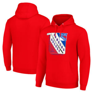 Men's Starter Red New York Rangers Shield Logo Pullover Hoodie