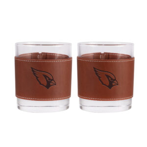 Arizona Cardinals 2-Pack 12oz Rocks Glass with Leather Wrap