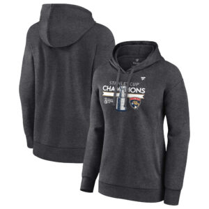 Women's  Heather Charcoal Florida Panthers 2024 Stanley Cup Champions Locker Room Fleece Pullover Hoodie